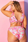 Abstract Print Ruffle Bikini Top
