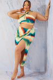 Ombre Twist Front Midi Skirt