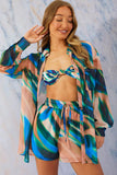 Abstract Print Chiffon Shorts