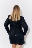 Black Sequin Belted Blazer Dress