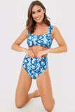 Abstract Print High Waisted Bikini Bottoms