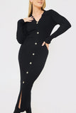 Rib Knitted Button Through Midaxi Dress