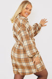Check Belted Shirt Dress