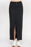 Washed Split Detail Denim Maxi Skirt