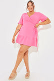 Short Sleeve Wrap Swing Dress