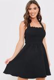 Shirred Cross Back Skater Dress