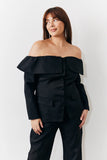 Black Bardot Button Through Blazer