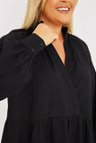 Wrap Front Smock Dress