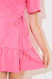 Short Sleeve Wrap Swing Dress