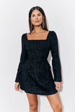 Black Tweed Fit and Flare Mini Dress