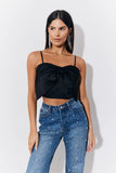 Black Satin Bow Detail Cami Top
