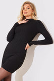 High Neck Variegated Rib Knit Mini Dress