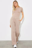 Jersey Embroidered Crossover Wide Leg Seam Front Jogger