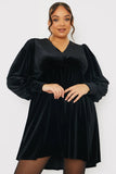 Black Velvet Smock Mini Dress