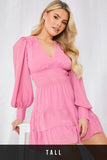 Shirred Waist Tiered Dress