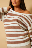 Stripe Off Shoulder Knit Jumper