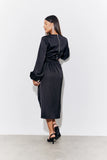 Black Curved Hem Satin Top