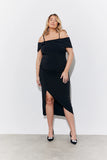 Black Magic Sculpting Strappy Bardot Midi Dress