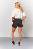 Black Denim Paper Bag Shorts
