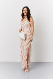 Pink Floral Frill Detail Maxi Dress