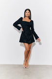 Black Tweed Fit and Flare Mini Dress