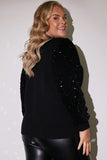 Velvet Sequin Balloon Sleeve Jumper