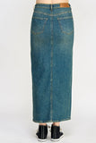 Vintage Wash Split Detail Denim Maxi Skirt
