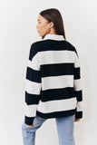 Black & White 90's Stripe Long Sleeve Rugby Shirt