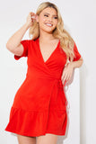 Short Sleeve Wrap Swing Dress