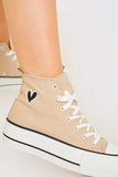 Embroidered Heart Detail Lace Up High Top Trainers
