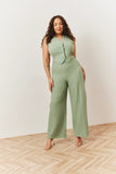 Sage Tailored Halterneck Waistcoat Wide Leg Jumpsuit