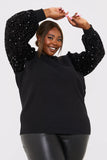 Velvet Sequin Balloon Sleeve Jumper