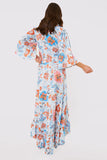 Multi Floral Frill Detail Wrap Maxi Skirt