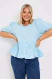 Cotton Frill Peplum Blouse