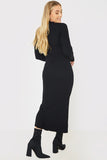 Rib Knitted Button Through Midaxi Dress