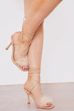 Faux Fur Detail Strappy Heel