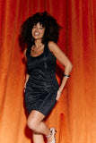Black Sparkle Scoop Neck Mini Dress