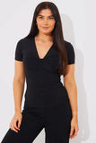 Slinky Twist Front Short Sleeve Top