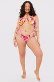 Abstract Print Halterneck Ring Detail Bikini Top