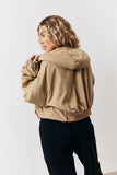 Stone Hooded Cropped Windbreaker Jacket