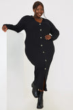 Rib Knitted Button Through Midaxi Dress