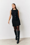 Black Tailored Button Through Mini Dress