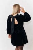 Black Bow Back Velour Mini Dress