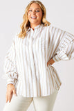 Stripe Linen Look Oversized Shirt