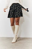Black Floral Flippy Mini Skirt
