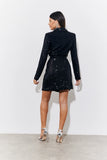 Black Sequin Belted Blazer Dress