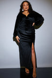 Velvet Bust Detail Maxi Dress