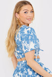 Floral Print Puff Sleeve Crop Top
