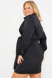 Satin Tie Waist Shirt Dress
