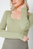 Long Sleeved Ribbed Square Neck Bodysuit